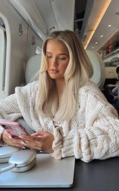 Prettylittlething Cream Space Dye Chunky Knit Cardigan Cream