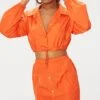 Prettylittlething Orange Shell Suit Mini Skirt Orange