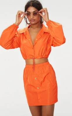 Prettylittlething Orange Shell Suit Mini Skirt Orange