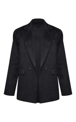Prettylittlething Black Textured Wool Look Oversized Blazer Black -Prettylittlething b8433a047707a8673a56f2c4d880f49754771d2e cnc0212 5