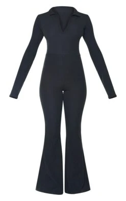 Prettylittlething Black Rib Collar Detail Flare Leg Jumpsuit Black -Prettylittlething ba2b8503b2f27199392a391eda39ed3931deb5cb cmu6466 5