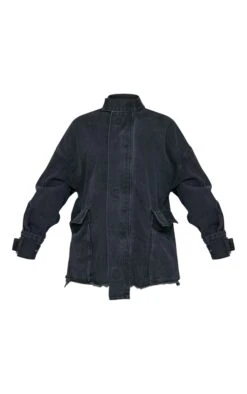 Prettylittlething Washed Black Buckle Detail Frayed Hem Denim Jacket Washed Black -Prettylittlething ba65de47e7eff03d70c6a9888b8e9bb03471e99c cnf7842 5