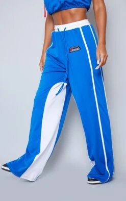 PRETTYLITTLETHING Bright Blue Tricot Panelled Wide Leg Sweatpants Bright Blue -Prettylittlething ba728d566a5aa2d1eed7465bbc2a27df546b13c6 cna0620 2