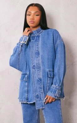 Prettylittlething Mid Blue Wash Buckle Detail Frayed Hem Denim Jacket Mid Blue Wash 7 Prettylittlething Mid Blue Wash Buckle Detail Frayed Hem Denim Jacket Mid Blue Wash -Prettylittlething bab769278a121696f2ed877c21babe443a17e1ca cnf7841 3