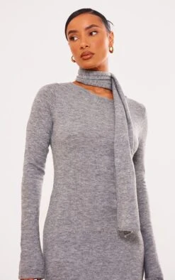 Prettylittlething Ash Grey Knit Scarf Detail Maxi Dress Ash Grey -Prettylittlething be125e5389386222f24bebfb87f45bab48ba7c99 cnf9225 4