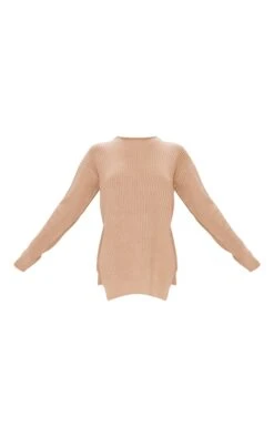 Prettylittlething Stone Round Neck Side Split Jumper Stone -Prettylittlething beedaecaafdba066f2c9f130af054b587f35c20a clr1228 5