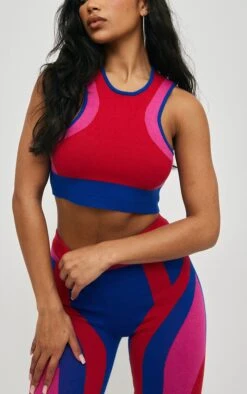 Prettylittlething Red Color Block Racer Neck Knit Top Red -Prettylittlething c09045ec0453b8db741777a0b4b5fa2f36313b93 cnb8408 4