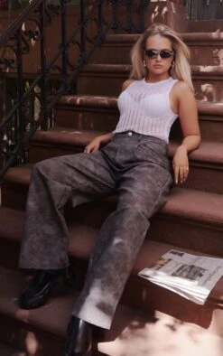 Prettylittlething White Sheer Knit Sleeveless Top White