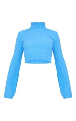 Prettylittlething Blue Towel Knit Super Soft Crop Sweater Blue -Prettylittlething c0f8acc4f57b19f414415255ac3f5c5a0960a1fc cnf4802 5