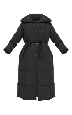 Prettylittlething Black Oversized Square Quilted Maxi Puffer Coat Black -Prettylittlething c100487254e50d2312e8b433788b810e46bf036c cnf7615 5