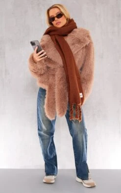 Prettylittlething Light Brown Belted Faux Fur Cropped Coat Light Brown -Prettylittlething c11382e50c944aef81c140bd5cc438642e8d5133 cng6111 3