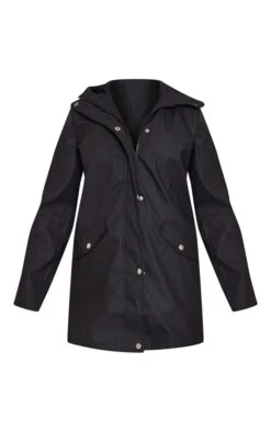 Prettylittlething Black Pocket Front Waterproof Rain Mac Black -Prettylittlething c15d9e416687467ede944a8b82a783fd7cc18356 cmh5124 5