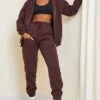 Prettylittlething Chocolate Brown Thigh Pocket Casual Sweatpants Chocolate Brown