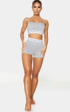 PRETTYLITTLETHING Grey High Waist Short Lingerie Set Grey -Prettylittlething c3b89ea25efc9835e62560b27694d6db804bd1df CML0041 3
