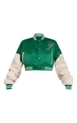 Prettylittlething Green Stripe Trim Contrast Sleeve Satin Cropped Varsity Bomber Jacket Green 9 Prettylittlething Green Stripe Trim Contrast Sleeve Satin Cropped Varsity Bomber Jacket Green -Prettylittlething c4146434b26783054913cebb109127e6bf230b35 cmv4990 5