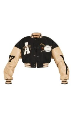 Prettylittlething Oatmeal Wool Look Graphic Front Cropped Bomber Jacket Oatmeal -Prettylittlething c43b2d5a42a72ed851351dca3c321f1dc7eaae1b cnh0269 5