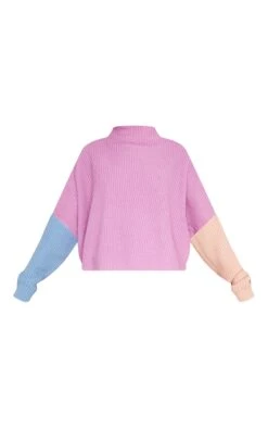 Prettylittlething Pink Oversized Colour Block Jumper Pink -Prettylittlething c4f155abdb999a2b26715389bb2128019b88279c clu8956 5