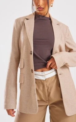 Prettylittlething Latte Herringbone Detail Tailored Blazer Latte -Prettylittlething c95a4d5d109231d15e7034e0b4b85309746ba1e9 cng6098 4