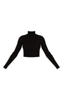 Prettylittlething Black Ribbed Knit Roll Neck Cropped Sweater Black -Prettylittlething c9b5f6e7826753821379e4febd4ac0fcaf5c5d18 cmt4215 5