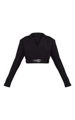Prettylittlething Black Tailored Boxy Belt Cropped Blazer Black -Prettylittlething c9e4c2e171ae5c49b11d35d1653ceb8bffd4514c cnh3083 5