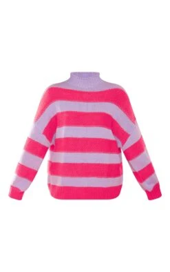 Prettylittlething Lilac Stripes Color Block Knit Oversized Sweater Lilac -Prettylittlething cb7a6e3119f7640c08b0c52dc9ba019fb27cba37 cmz8162 5