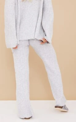 Prettylittlething Grey Luxe Rib Knit Wide Leg Pants Grey -Prettylittlething cba02e3f30ab54afe663f6e840220c53cfabe98e cmz1687 3