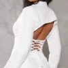Prettylittlething White Fitted Lace Up Back Blazer White
