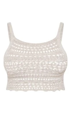 Prettylittlething Oatmeal Contrast Crochet Crop Top Oatmeal -Prettylittlething ce686bf7d801b246871f44589528664c837f849d cnf5372 5