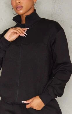 Prettylittlething Black Seam Detail Zip Through Track Top Black -Prettylittlething ceed72c2d95bb1de8e5fb60b68c2b7448d0b3ce9 cnf7114 4