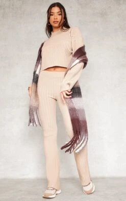 Prettylittlething Taupe Two Tone Thick Rib Knit Open Back High Neck Sweater Taupe -Prettylittlething cf31c36a235f731842a6ff3ad539afea1c573ca4 cng9904 3