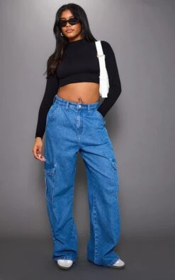 Prettylittlething Black Soft Knit Cut Out Crop Sweater Black