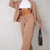 Prettylittlething Mocha Seam Detail Straight Leg Sweatpant Mocha