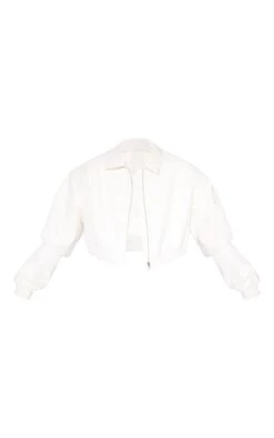 Prettylittlething Off White Shoulder Padded Cropped Bomber Jacket Off White -Prettylittlething d049480802bc76031fa446b7ddd2616fcaee8a6b cnf1349 5