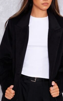 Prettylittlething Black Wool Look Tailored Blazer Black -Prettylittlething d05ffac491d8bec5fcf2e3c1f62562e43826329f cnh0276 4