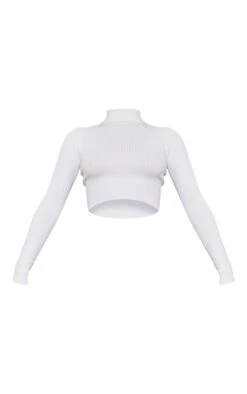 Prettylittlething Cream Ribbed Knitted Roll Neck Cropped Sweater Cream -Prettylittlething d172e6ee2d0cf77351c5c216d358e9cfed7df622 cnf2252 5