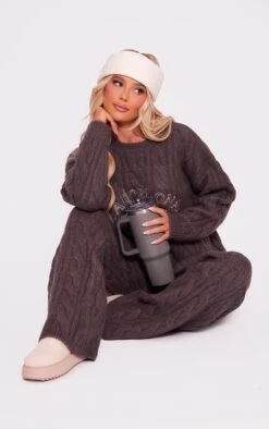 Prettylittlething Grey Barcelona Embroided Brushed Chunky Knit Sweater Grey -Prettylittlething d185d1c71fdefdccee0a96aaeb39543998fcc5e4 cnf0287 3