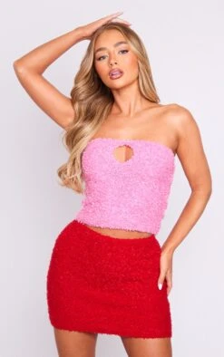 Prettylittlething Cherry Red Fuzzy Knit Low Rise Mini Skirt Cherry Red -Prettylittlething d28ca5290cce162ade60d4bffdc564c077d2dcab cnf0380 4