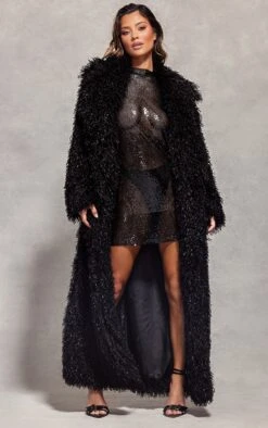 Prettylittlething Black Faux Fur Oversized Maxi Coat Black -Prettylittlething d3248ffc1ea63123c659984bb05f4bc3b0cff24e cnf2162 4