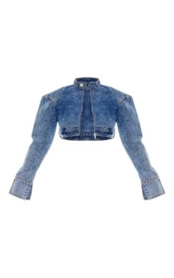 Prettylittlething Mid Blue Acid Wash Cropped Denim Jacket Mid Blue Acid Wash -Prettylittlething d3dde61194de0e92a71310be324a264b5fce0f3b cnf4538 5