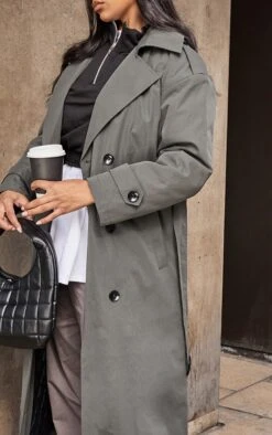 Prettylittlething Khaki Woven Quilted Lining Trench Coat Khaki -Prettylittlething d44c0f0ea318a1bcf3253e4e6ac7342cec5e5af9 cmt0707 4