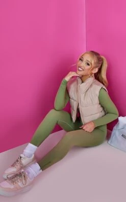 Prettylittlething Stone Side Toggle Detail Cropped Vest Stone