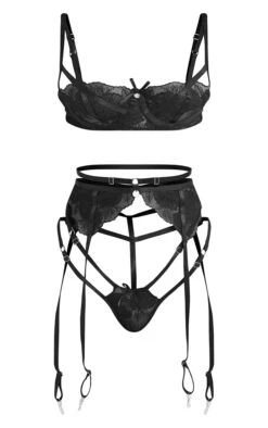 Prettylittlething Black Embroidered Floral Lace 3 Piece Lingerie Set Black -Prettylittlething d58fa6a6eeb8b61b1aa9a1e533b8f8b0a4ae23c0 cmy3527 5