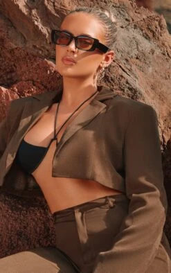 Prettylittlething Dark Khaki Oversized Crop Blazer Dark Khaki -Prettylittlething d76b6054527dadf3c68d6af3a8d4e65852c16ef1 CMZ9700 4