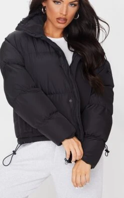 Prettylittlething Black Toggle Detail Puffer Jacket Black -Prettylittlething d771cf5e59c59567024f13b4a7694e69c27da722 CMM4236 4