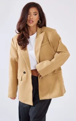 Prettylittlething Camel Wool Look Double Breasted Blazer Camel -Prettylittlething d8014d05ae7aecfdfb1ed42a948fd85f85fd6b34 cmz3405 6