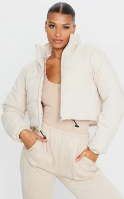 Prettylittlething Cream Super Cropped Peach Skin Puffer Cream