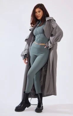 Prettylittlething Charcoal Hooded Oversized Woven Trench Coat Charcoal -Prettylittlething da2f61e2605495e50cbe42718e73bb1355995b5a cna3919 6 1