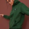 PRETTYLITTLETHING Forest Green Logo Badge Detail Oversized Hoodie Forest Green