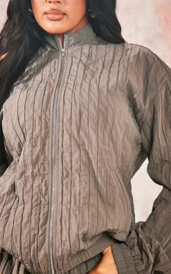 Prettylittlething Charcoal Nylon Zip Front Jacket Charcoal -Prettylittlething dbe2be822eb2486075f4b750c0fd7fa17c9e3a57 cng5007 4