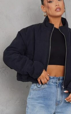 Prettylittlething Black Super Cropped Peach Skin Puffer Black -Prettylittlething dc4f61483d0828ba2242dfc264d37057d08c42b8 clz0013 4